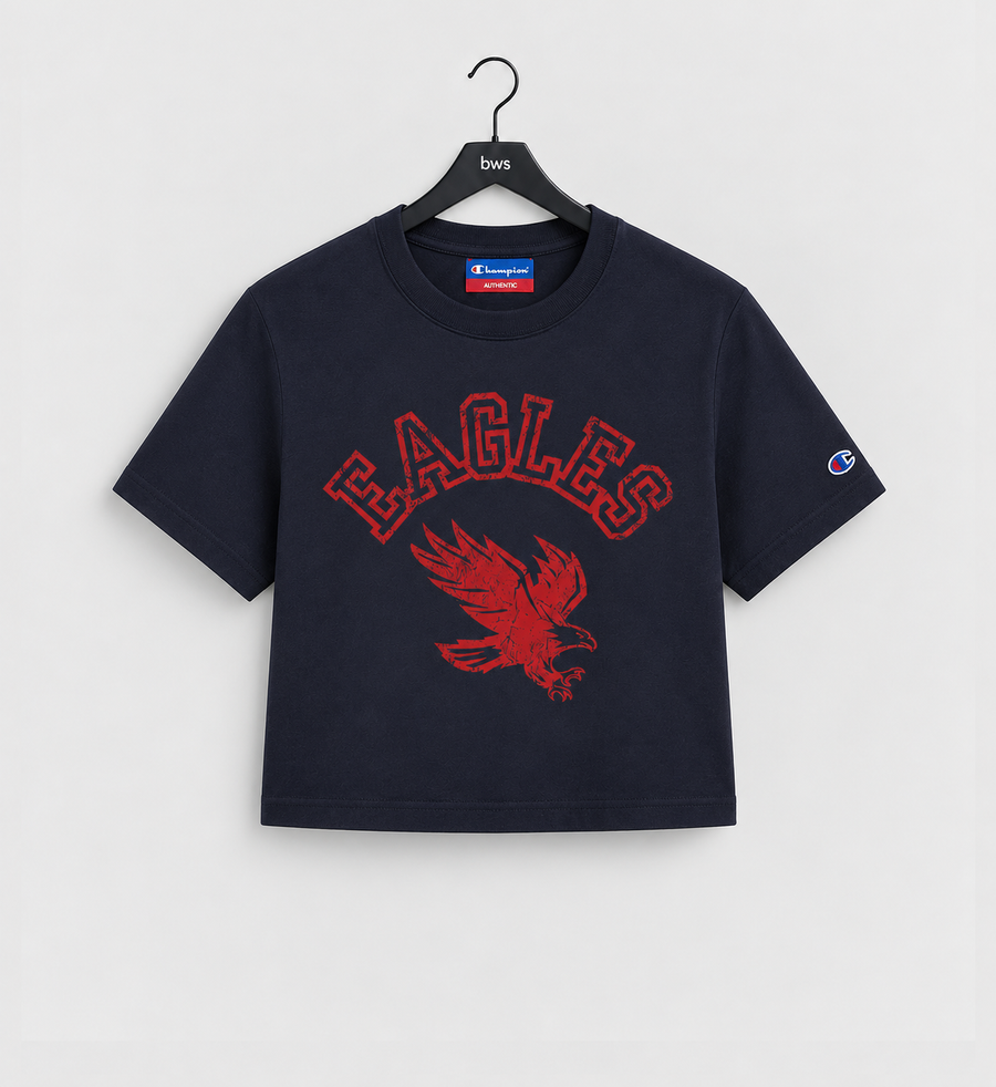 Eagles Crop Varsity Distressed Tee